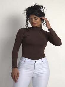 Moderna & Slim Cacharrel Women's Long Sleeve Turtleneck Blouse - Various Colors - 鏽棕色 - 查看 2