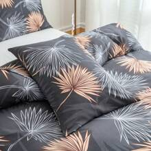 3pcs Leaf Print Bedding Set, Super Soft Breathable Bedding Duvet Cover Set Suitable For Bedroom & Guest Room (Bed Cover + Pillow Case, Without Quilt & Pillow Insert), Zipper Duvet Cover + Pocket Pillow Case - Printing Kit-duyun - View 6