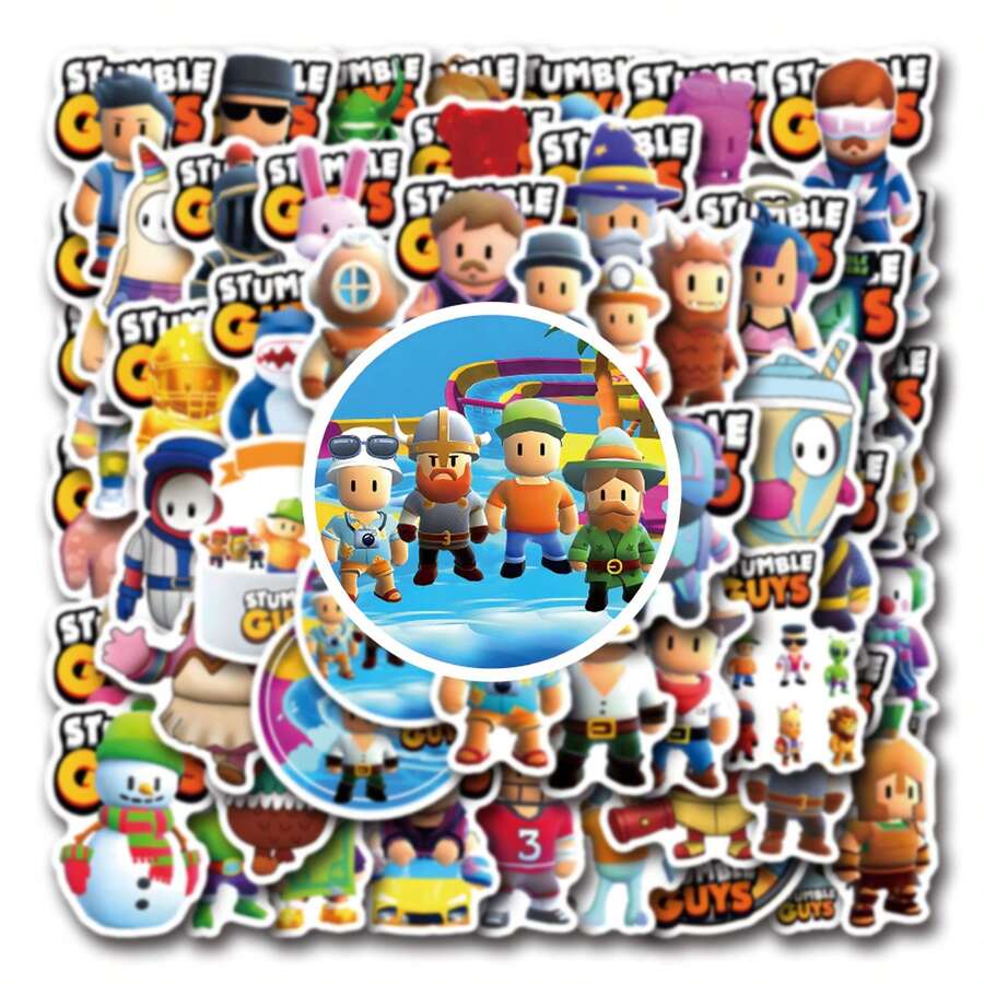 55Pcs Stumble Guy Vinyl Cartoon Stickers For Water Bottles, Diaries