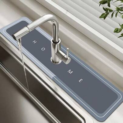 1 pieza Alfombrilla absorbente de agua para encimera de fregadero, Almohadilla decorativa para goteo de grifo, Diseño geométrico minimalista, Alfombrilla de secado para tocador de baño, Herramienta protectora contra salpicaduras para fregadero de cocina/baño, Apta para impermeabilización de encimeras de baño y cocina