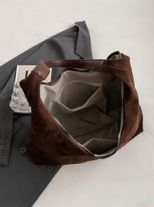Bolso de hombro casual de gran capacidad en estilo retro de, bolso de mujer de color liso mate efecto parchwork, elegante y versátil para uso diario, bolso de mano de