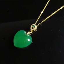 1 Natural Crystal Agate Heart-Shaped Pendant, Colorful Quartz Gemstone, Fashion Necklace, High Quality Gemstone Crystal Jewelry, All Hand Carved, Lady Wealth Pendant, For Her Gift, Suitable For Halloween, Christmas And Various Holiday Party Gifts, Crystal Gift (With Gift Box). - Love - View 3
