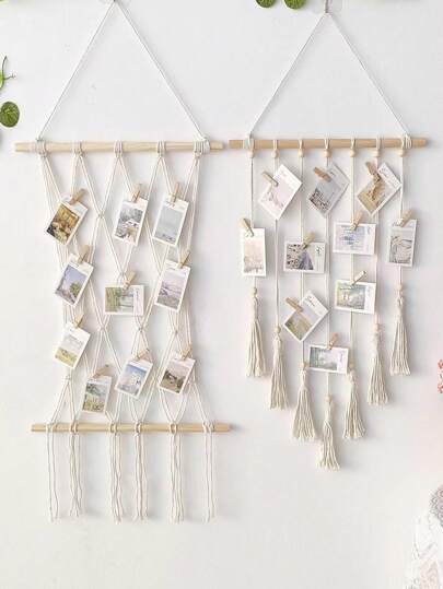 1 套 DIY 波西米亚风格照片墙套件，带 10 个夹子，创意挂毯绳照片墙装饰