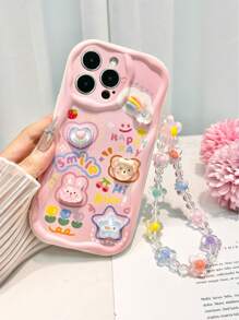 卡通油画图案配件，兼容苹果奶油色花卉图案手机壳，彩色绘画配件花朵手链腕带软壳透明彩色绘画保护壳，兼容 15XR/7/8彩色绘画，兼容 12PROMAX/13PROMAX/14PROMAX/兼容 15 Promax，兼容苹果13手机壳，兼容苹果14手机壳，兼容苹果11软壳P12防摔XS包边彩色绘画TPU防摔软壳手机壳防水防震防刮，国际版，非国内版 - 彩色 - 查看 2