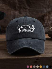 1pc Unisex Fishing & Outdoor Casual Fashion Washed Print Baseball Cap, Adjustable Size, Suitable For All Seasons Daily Wear - Washed Baseball Cap - View 7