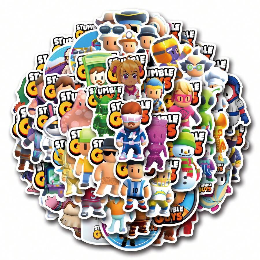 55Pcs Stumble Guy Vinyl Cartoon Stickers For Water Bottles, Diaries