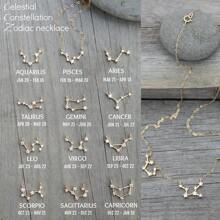 Collier constellation personnalisé 1-6 pendentifs, diamants cubiques en zircone, couleurs argent/or/or rose, bijoux de couche Zodiaque, personnalisé, cadeau de Noël