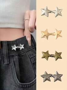 4 Sets Shaped Detachable Waistband Button Buckle, Adjustable Waist Clip For Jeans Skirts Pants Street - Multicolor - View 7