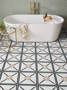 12 buc - Autocolante autoadezive detașabile, impermeabile, rezistente la umiditate, pentru perete și faianță, model geometric în stil marocan, negru-maro/roz-alb/bej-alb/bej-negru, decor de casă, disponibile pentru bucătărie, baie, dormitor, birou, sală de clasă, gresie/faiță de podea 20 cm * 20 cm, gresie/faiță autoadezivă, decor pentru living/cameră de zi