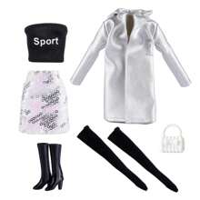 元秀 11.5 英寸时尚娃娃服装套装 - 包括皮夹克、时尚裤子、内衣、包和鞋子，适合 3-6 岁儿童，娃娃服装配饰 - 彩色 - 查看 15