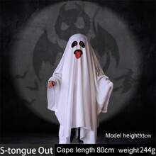 万圣节可爱鬼魂派对服装，鬼魂斗篷角色扮演服装 - 白色 - 查看 15