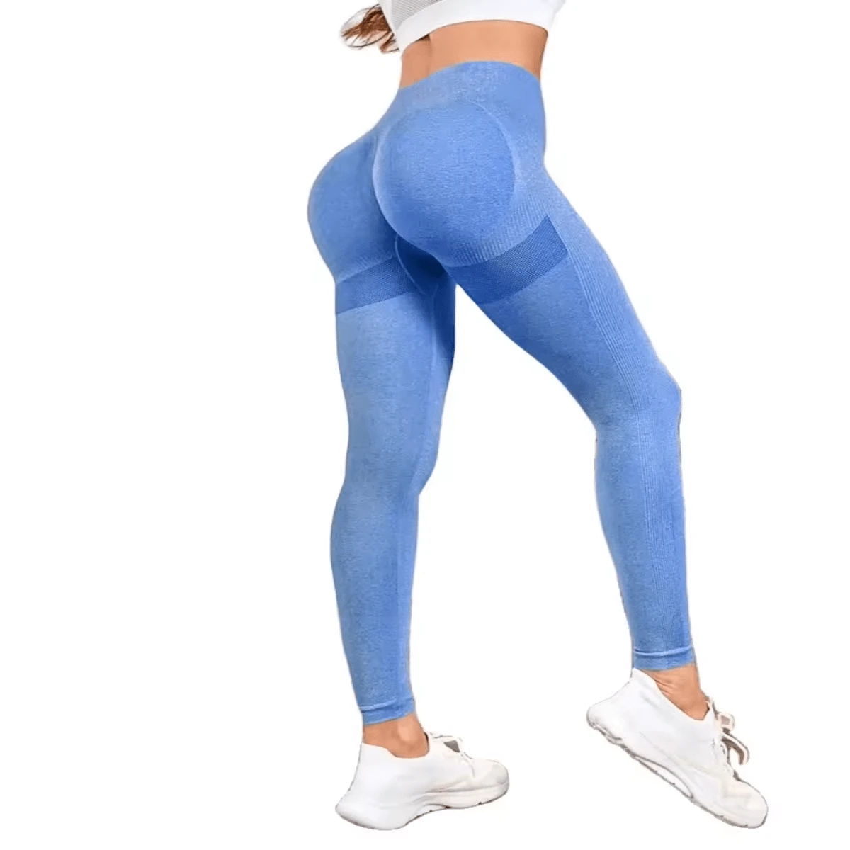 Butt Lifting Leggings High Waist Seamless Gym Yoga Sports Pants - 藍色 - 查看 1