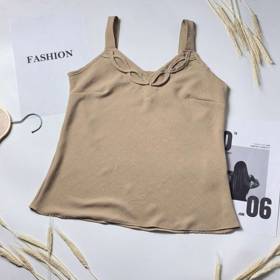 Women's Tank Top With Straps Summer Fashion Size M L XL - Màu be - Xem 1