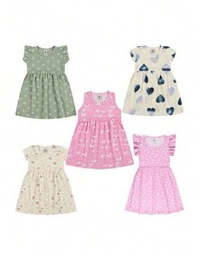 Kit 3 Dresses For Girls, Various Children's Clothing, Cotton Model - Nhiều màu - Xem 3