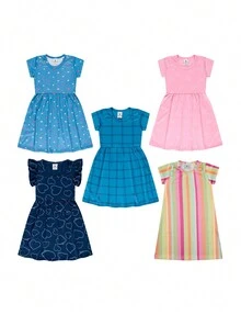 Kit 3 Dresses For Girls, Various Children's Clothing, Cotton Model - Nhiều màu - Xem 4