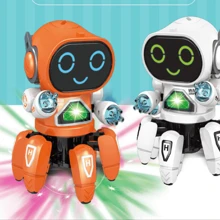 6-Leg Dancing Robot Toy, Children Cute Electric Rotating Light & Music Robot, Moving Forward/Backward With LED Eyes, & Holiday Gift, Suitable For 2-20 Years Old