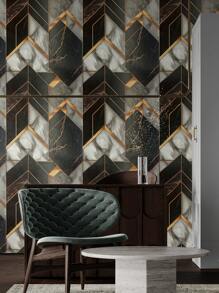 1卷剥离和粘贴壁纸黑色几何壁纸接触纸可移除壁纸黑色渐变色自粘防水壁纸适用于卧室墙壁装饰乙烯基。，翻新贴纸剥离墙板，墙纸，壁纸，春季装饰物品刷新你的家，节日装饰贴纸礼物生日毕业 - 彩色 - 查看 1