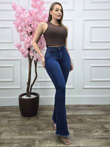 Women's Flare Jeans High Waist Lycra Spandex Butt Lifting Bell Bottom Wide Leg Jeans - Rửa trung bình - Xem 6