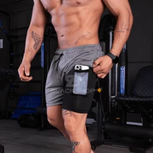 Kit Of 5 Men's Shorts 2 In 1 Lined With Elastane For Gym, Running And Training - 深灰色 - 查看 5