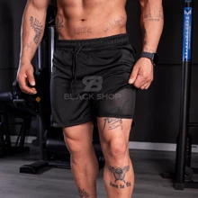 Kit Of 5 Men's Shorts 2 In 1 Lined With Elastane For Gym, Running And Training - 深灰色 - 查看 2