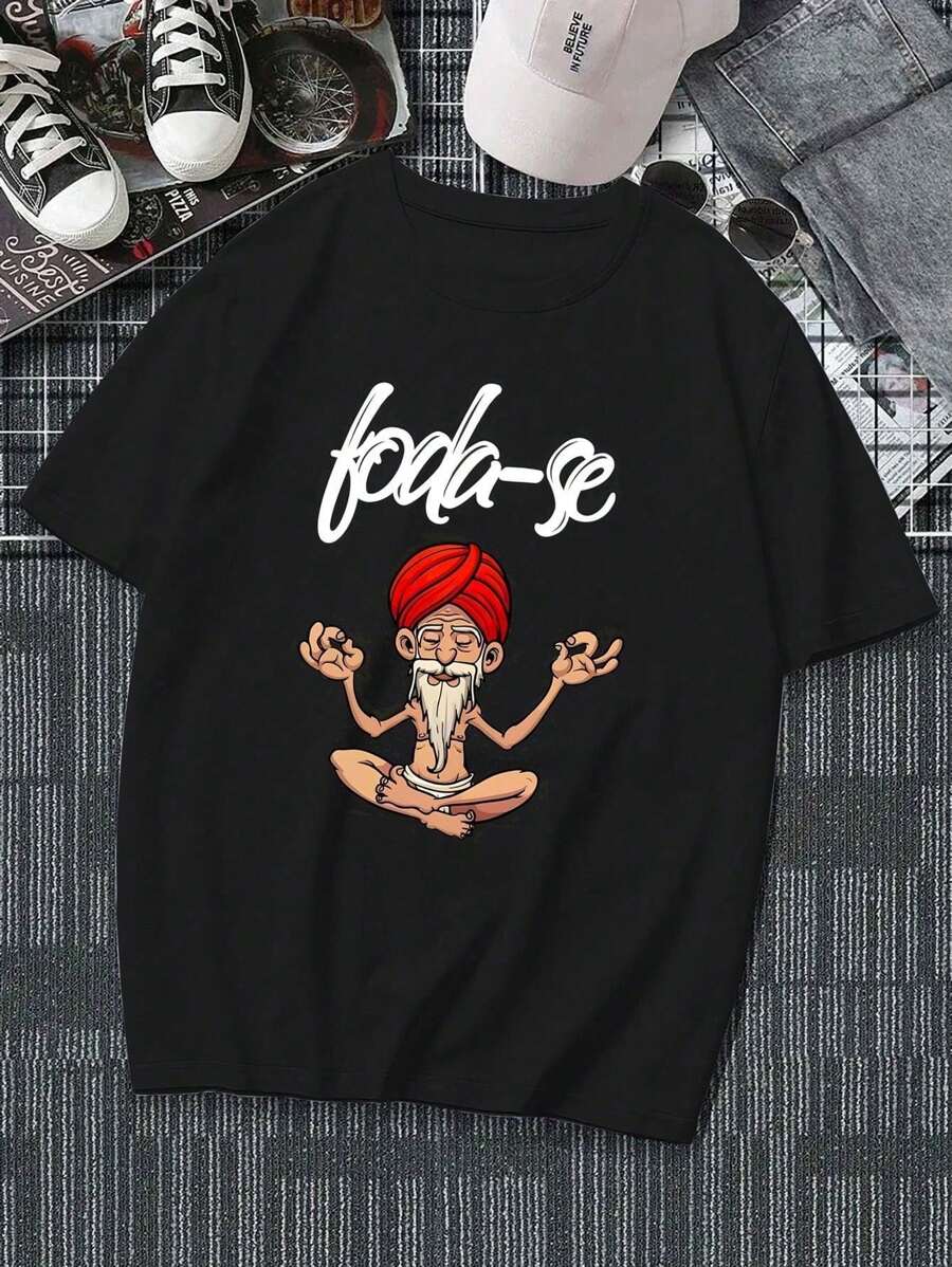 T-Shirt Printed Unisex Men's Shirt F*Ck - Se Guru Cotton - màu đen - Xem 1