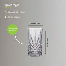 Set Of 6 360ml Glass Cups – Elegance And Functionality For Water And Juice - 灰色 - 查看 5