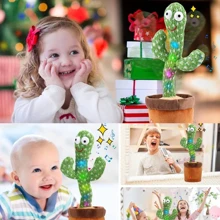 Dancing And Talking Cactus Toy Repeats, Records, Flashes, Plays, Songs, Interactive Plush Glowing, Dancing And Talking Cactus, Singing, Dancing And Talking Cactus Plush Toy, Party Favor, Christmas Gift USB Comes With Assorted Hat - 彩色 - 查看 4