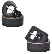 Kit Of 2 Belts Models Half Moon And Maria Various Vibrant Colors Women's Fashion 1.10cm - 黑28-黑29 - 查看 1