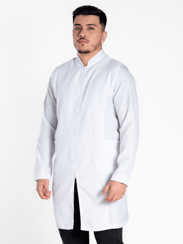 Jaleco Masculino Gola Padre Zíper Manga Longa Oxford Slim