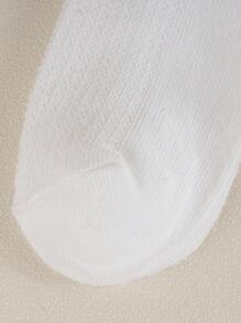 3pairs White Socks With Gold Lace Trim, Floral Lace Soft Short Socks For Party, Ballet, Casual Wear In Autumn & Winter - Gold - View 5