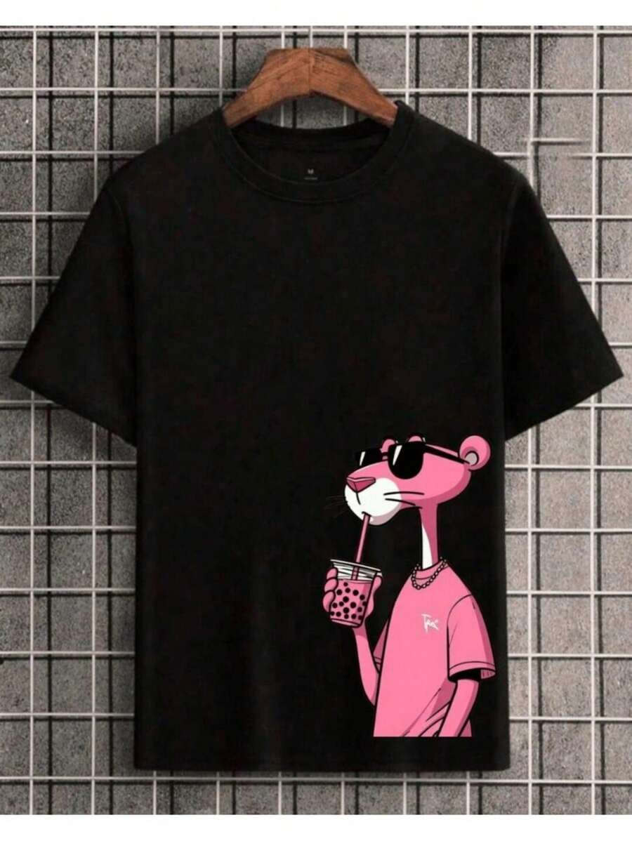 Pink Panther Men's Basic Streetwear Shirt New Release - Black - View 1
