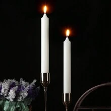 12 Stücke klassische romantische rote & weiße Notfall-Kerzen, rauchfreie Langstiel-Kerzenhalter für Zuhause, Hochzeiten, Kerzenlicht-Dinner