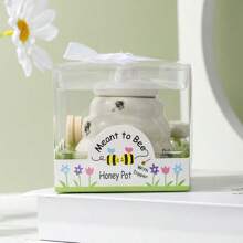 Tarro de cerámica con forma de abeja, contenedor de almacenamiento para la cocina, regalo para boda - Blanco - Ver 5