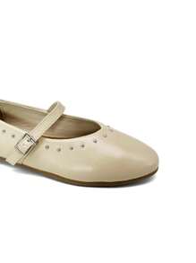 RevReaL Women's Light Color Round Toe Rivet Flats - Classic Mary Jane Shoes (Silver Buckle Decor) Valentines - Beige - View 6