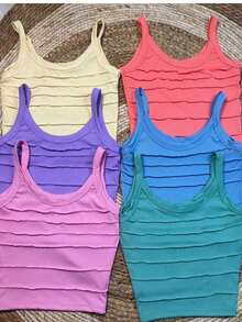 Women's Thin Strap Top T-Shirt - Màu Hoa hồng đỏ - Xem 3