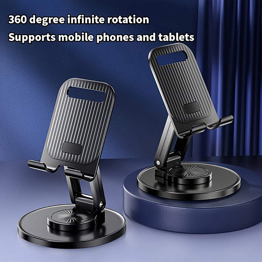 Soporte giratorio de 360 grados para teléfono móvil, soporte plegable ajustable para teléfono móvil con material ABS duradero, soporte de escritorio de varios ángulos, imprescindible para oficina y clases en línea - para teléfonos inteligentes y tabletas