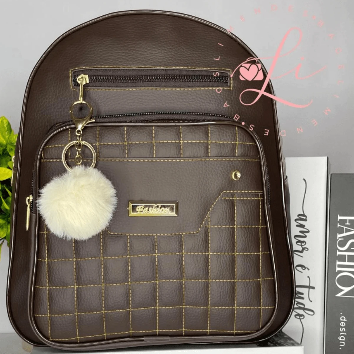 Women's Multi-Functional Backpack With Pockets For College School Work - Café integral - Ver 1