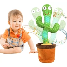 Dancing And Talking Cactus Toy Repeats, Records, Flashes, Plays, Songs, Interactive Plush Glowing, Dancing And Talking Cactus, Singing, Dancing And Talking Cactus Plush Toy, Party Favor, Christmas Gift USB Comes With Assorted Hat - 彩色 - 查看 1