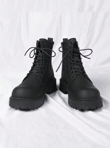 2024 Autumn/Winter New Arrival, Holiday Sale, Women Hiking Ankle Boots, Black Boots, Extra Wide & Extra Large Sizes, Bridal Season Unisex High-Top Leather Boots, Small Sizes & Women Large Sizes, New Simple Leather Shoes, Casual Couple Outdoor Shoes, Business Work Shoes Suit Wedding Shoes - Black - View 1