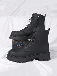 2024 Autumn/Winter New Arrival, Holiday Sale, Women Hiking Ankle Boots, Black Boots, Extra Wide & Extra Large Sizes, Bridal Season Unisex High-Top Leather Boots, Small Sizes & Women Large Sizes, New Simple Leather Shoes, Casual Couple Outdoor Shoes, Business Work Shoes Suit Wedding Shoes - Black - View 4