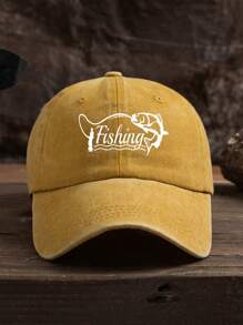 1pc Unisex Fishing & Outdoor Casual Fashion Washed Print Baseball Cap, Adjustable Size, Suitable For All Seasons Daily Wear - Washed Baseball Cap - View 14