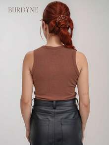 Kit 4 Basic Ribbed Tank Top Women's Summer Gringa Blouse - Rỉ Nâu - Xem 3