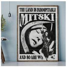 1 件，复古 Mitski 音乐帆布墙艺术复古海报，适用于卧室和客厅，鼓舞人心的艺术品，增强家居美感，无框/有框 - 黑與白 - 查看 3