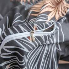 3pcs Leaf Print Bedding Set, Super Soft Breathable Bedding Duvet Cover Set Suitable For Bedroom & Guest Room (Bed Cover + Pillow Case, Without Quilt & Pillow Insert), Zipper Duvet Cover + Pocket Pillow Case - Printing Kit-duyun - View 8