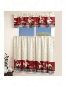 3 Piece Kitchen Curtain With Swag And Tier Window Treatment Set Chef Sunflower - 向日葵 - 查看 3