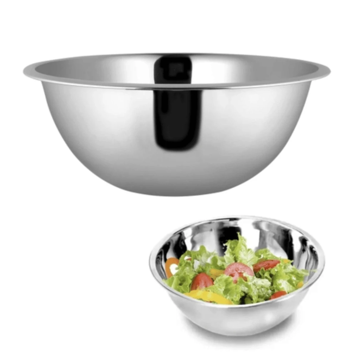 30 Cm Smooth Stainless Steel Salad Bowl - Silver - View 1
