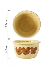1 件卡通 Emo 愤怒熊单柄碗，6 英寸/610 毫升，可爱陶瓷单耳汤碗，家用，搪瓷餐具套装，餐垫，单人礼盒，圣诞礼物，学校用品 - emo熊-單耳碗 - 查看 20