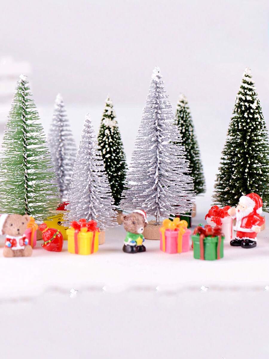 1 cây thông Noel Mini bằng kim tuyết tùng, đồ trang trí nhỏ sáng tạo cho máy tính để bàn, bánh, xe hơi, Diorama, đồ trang trí chậu hoa Quà tặng tốt nhất