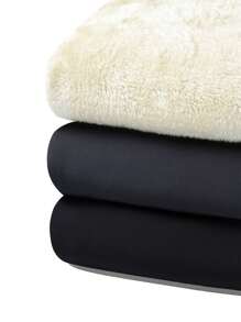 1 件男士纯色直筒裤，保暖内衬，温暖舒适，适合秋冬季，适合日常休闲、户外、骑行、跑步、锻炼 - 黑色 - 查看 8