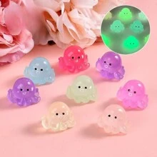 Assorted Luminous Faux Small Octopus Miniature Ocean Animal Model, Glow-In-The-Dark Small Squid Decor, Gifts For Kids, Desktop Ornament - Multicolor - View 12